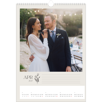 A3 Årskalender — Initialer i blom [April]