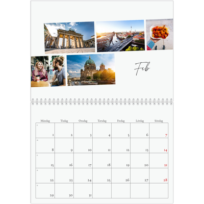 Fotokalender A3 Klassisk (30 x 40 cm) — Stadssemester (vit) [Februari]