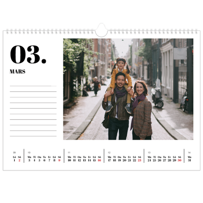 Fotokalender A3 Enkel — Serif och ögonblick [Mars]