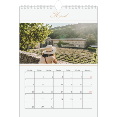 Fotokalender A4 Enkel (20 x 30 cm) — Elegant guld [April]