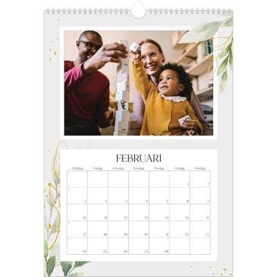 A3 Årskalender — Blomster akvarell [Februari]