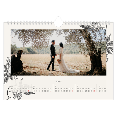 Fotokalender A4 Enkel — Bläck & murgröna [Mars]