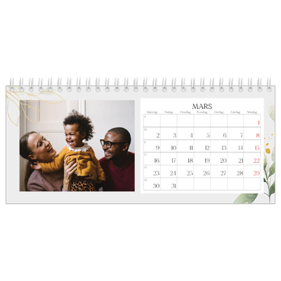 Skrivbordskalendrar — Blomster akvarell [Mars]