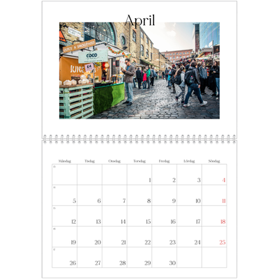 Fotokalender A3 Klassisk (30 x 40 cm) — Min reseskildring [April]