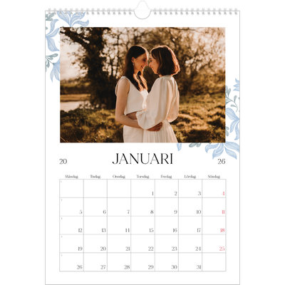 A3 Årskalender — Elegant blommig [Januari]