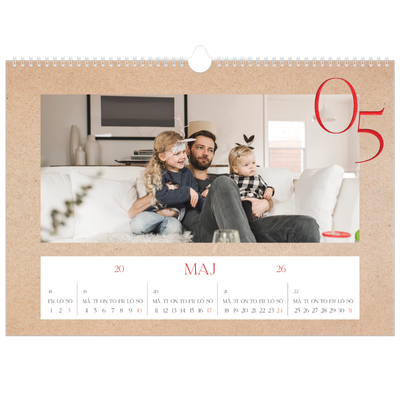 Fotokalender A3 Enkel — Röda detaljer [omslag]