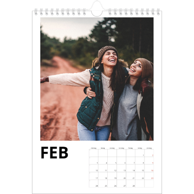 Fotokalender A4 Enkel (20 x 30 cm) — Vit kalender [Februari]