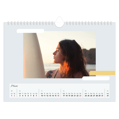 Fotokalender A4 Enkel — Pastell färger [Mars]