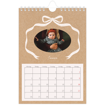 Fotokalender A5 Enkel — Kraft och rosett