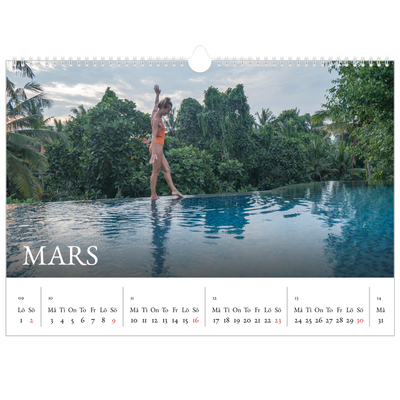 Fotokalender A3 Enkel — Enkel serif-teckensnitt [Mars]