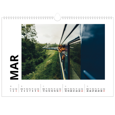 Fotokalender A3 Enkel — Vit kalender [Mars]