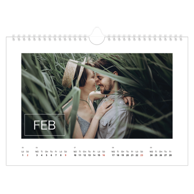 Fotokalender A4 Enkel — Stor dato [Februari]