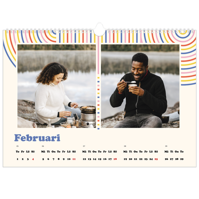 Fotokalender A3 Enkel — Retro ränder [Februari]