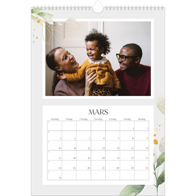 A3 Årskalender — Blomster akvarell [Mars]