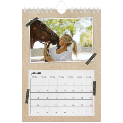 Fotokalender A5 Enkel — Naturmaterial och tejp [Januari]