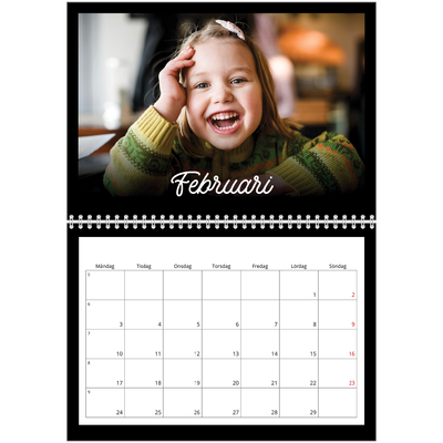 Fotokalender A3 Klassisk (30 x 40 cm) — Svart [Februari]
