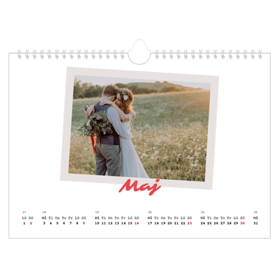 Fotokalender A4 Enkel — Signerad i karmosin [Maj]