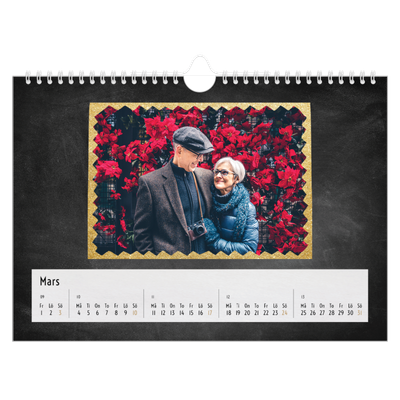 Fotokalender A4 Enkel — Ramar med glitter [Mars]