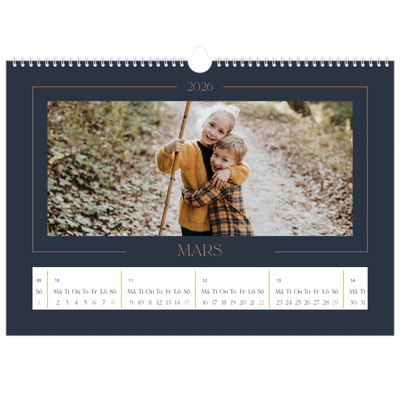Fotokalender A3 Enkel — Preussisk blå [Mars]