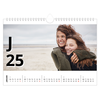 Fotokalender A4 Enkel — Bokstäver och tal