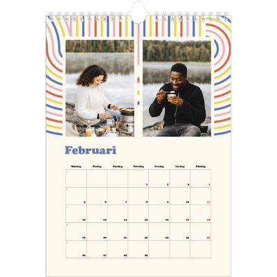 Fotokalender A4 Enkel (20 x 30 cm) — Retro ränder [Februari]