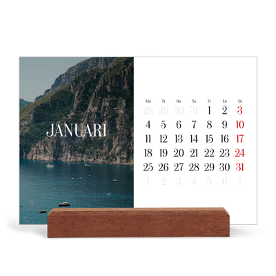 Skrivbordskalender med träställ - Liggande  — Oändlig flykt [Januari]