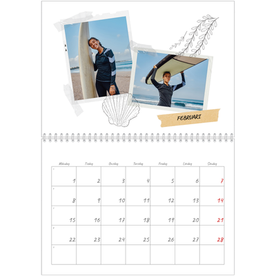 Fotokalender A3 Klassisk (30 x 40 cm) — Scrapbook stil [Februari]