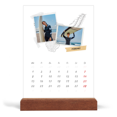 Skrivbordskalender med träställ - Stående — Scrapbook stil [Februari]