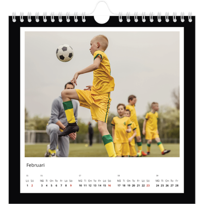 Årskalender kvadratisk — Svart bakgrund [Februari]