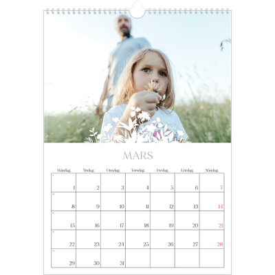 A3 Årskalender — Blommotiv [Mars]