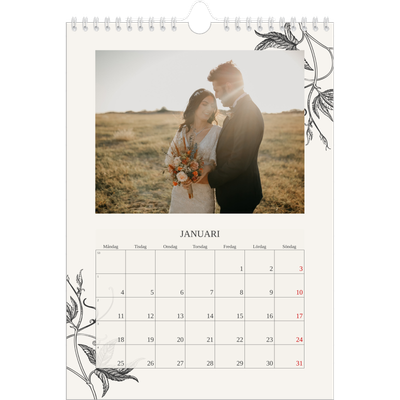 Fotokalender A4 Enkel (20 x 30 cm) — Bläck & murgröna [Januari]