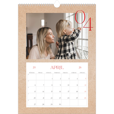 A3 Årskalender — Röda detaljer [April]