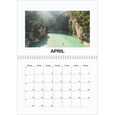 Fotokalender A3 Klassisk (30 x 40 cm) — Enkel bild [April]