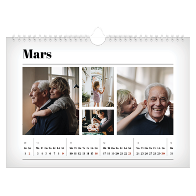 Fotokalender A4 Enkel — Tidningsstil [Mars]