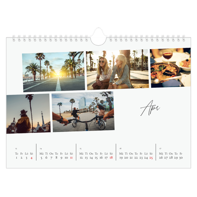Fotokalender A4 Enkel — Stadssemester (vit) [April]