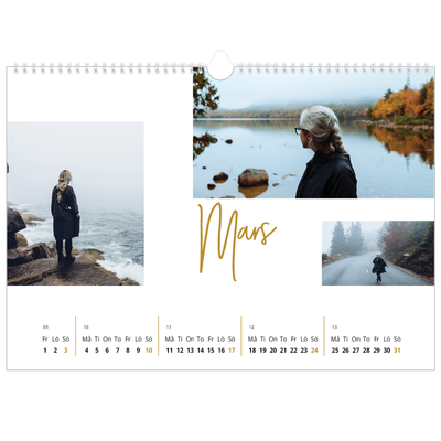 Fotokalender A3 Enkel — Guldstift [Mars]