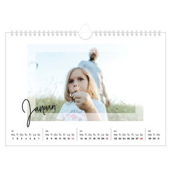 Fotokalender A4 Enkel — Transparent ram