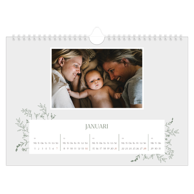 Fotokalender A4 Enkel — Handritade blommor [Januari]