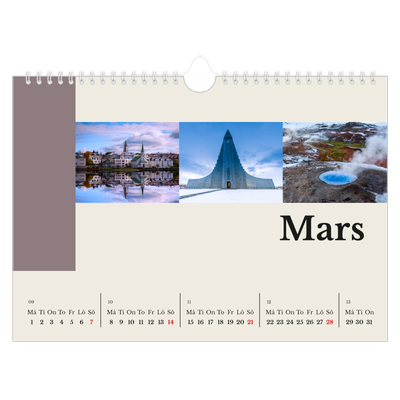 Fotokalender A4 Enkel — Världens sevärdheter [Mars]