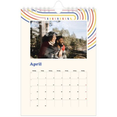Fotokalender A5 Enkel — Retro ränder [April]
