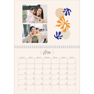 Fotokalender A3 Klassisk (30 x 40 cm) — Minimalistisk korall [Mars]