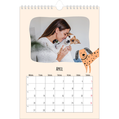 Fotokalender A4 Enkel (20 x 30 cm) — Hundtassar och klotter [April]