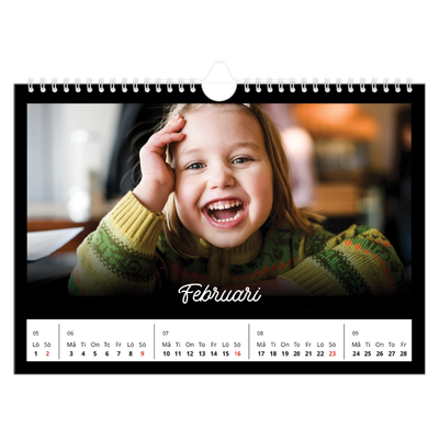 Fotokalender A4 Enkel — Svart [Februari]
