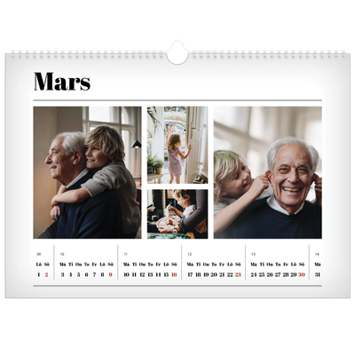 Fotokalender A3 Enkel — Tidningsstil [Mars]