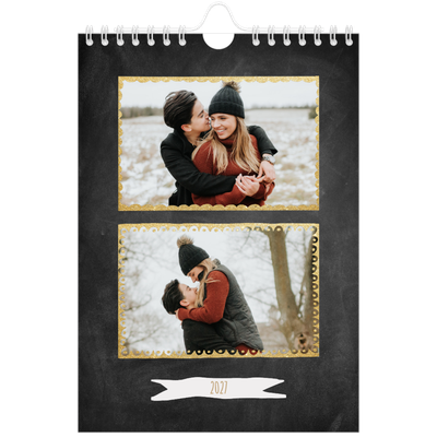 Fotokalender A5 Enkel — Ramar med glitter [omslag]