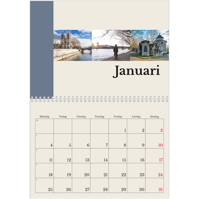Fotokalender A3 Klassisk (30 x 40 cm) — Världens sevärdheter [Januari]