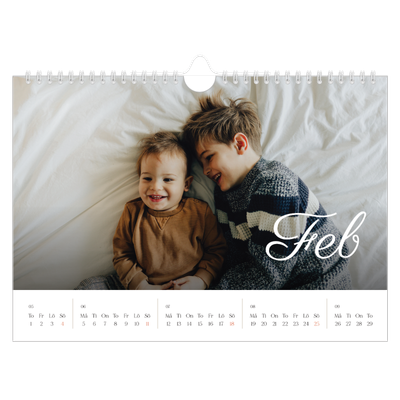 Fotokalender A4 Enkel — Handskrivna månader [Februari]
