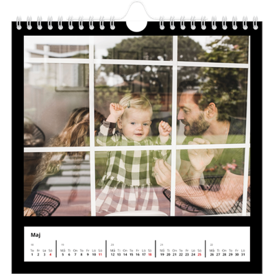 Årskalender kvadratisk — Svart ram [Maj]