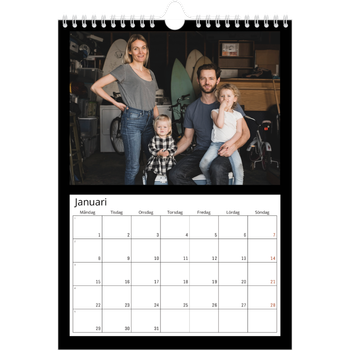 Fotokalender A4 Enkel — Svart ram
