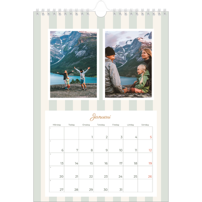 Fotokalender A4 Enkel (20 x 30 cm) — Skrift och ränder [Januari]